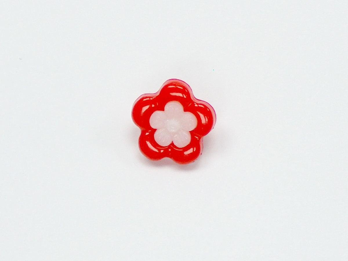 5 Flower Figure Buttons Red, White 15mm long
