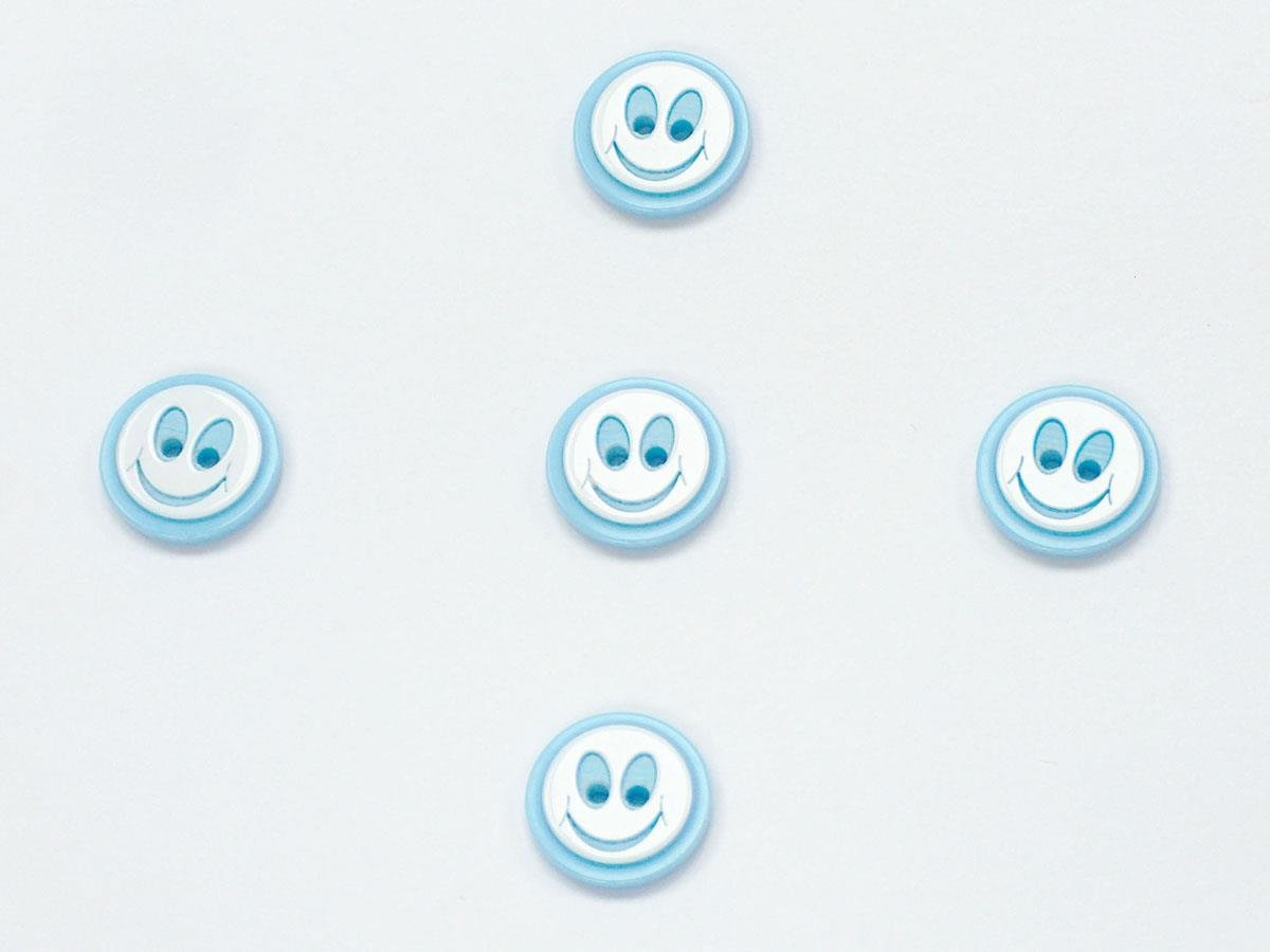 5 Ghost Face Figure Buttons Blue, White 15mm long