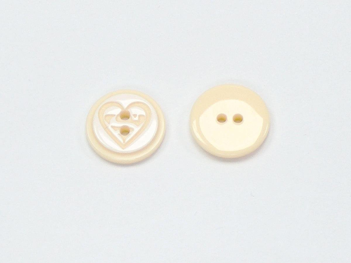 5 Heart Figure Buttons Cream, White 15mm long