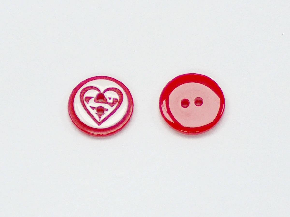 5 Heart Figure Buttons Dark Fuchsia, White 15mm long