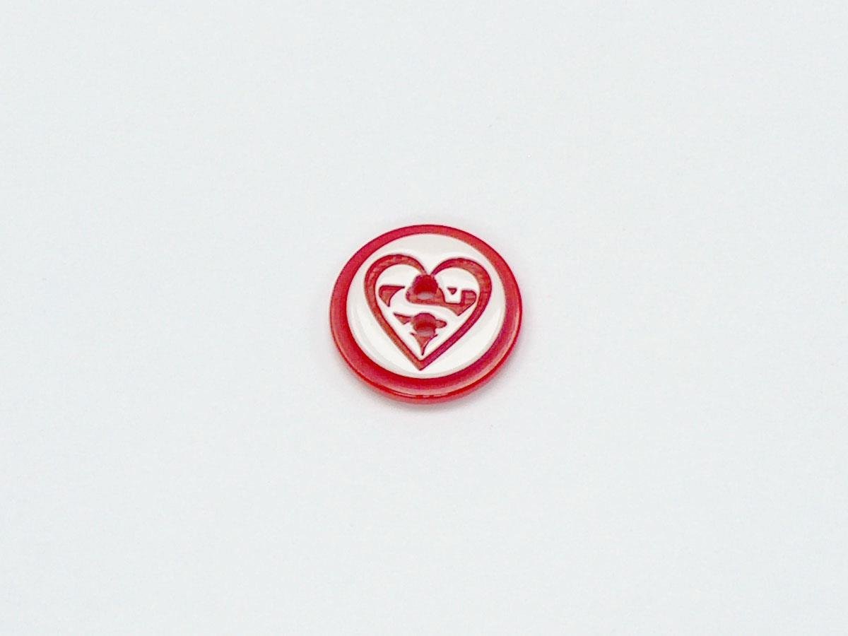 5 Heart Figure Buttons Dark Fuchsia, White 15mm long