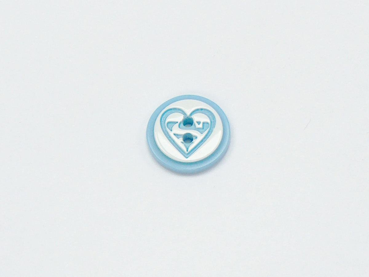 5 Heart Figure Buttons Light Blue, White 15mm long