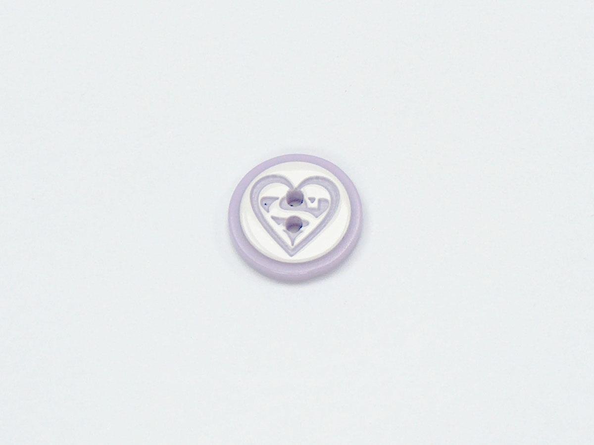 5 Heart Figure Buttons Light Lilac, White 15mm long