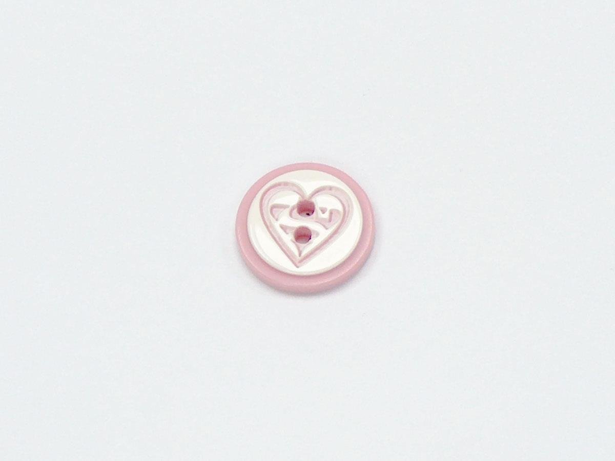 5 Heart Figure Buttons Pink, White 15mm long