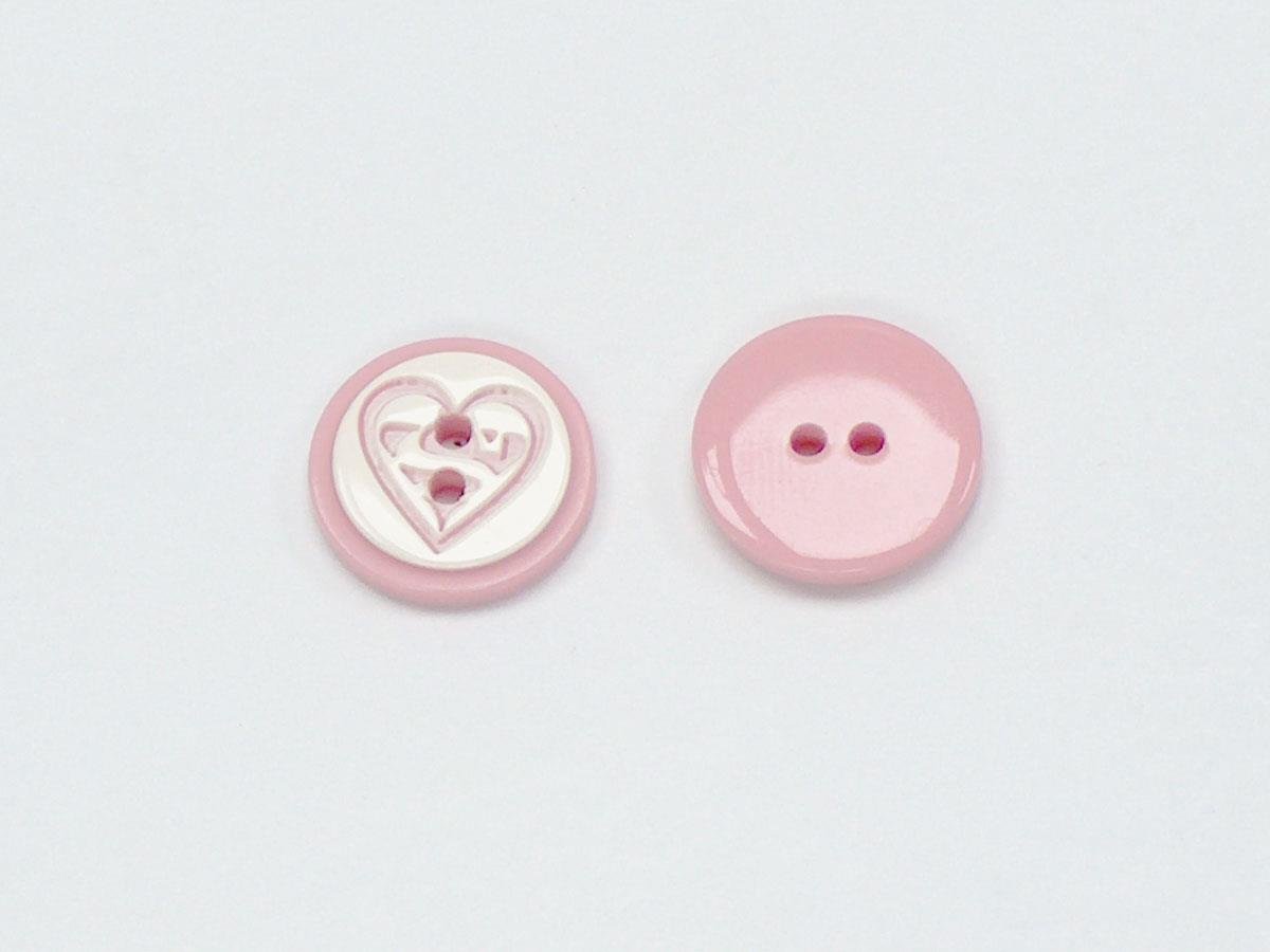 5 Heart Figure Buttons Pink, White 15mm long
