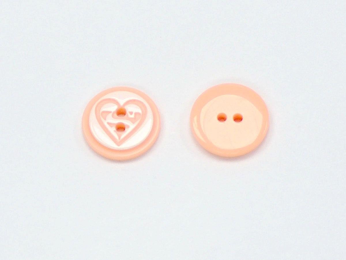 5 Heart Figure Buttons Salmon, White 15mm long