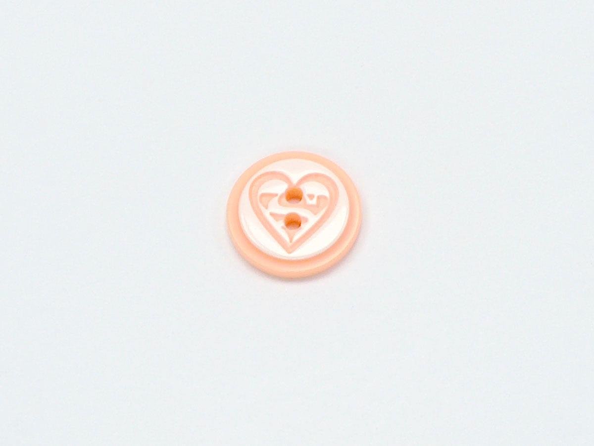 5 Heart Figure Buttons Salmon, White 15mm long