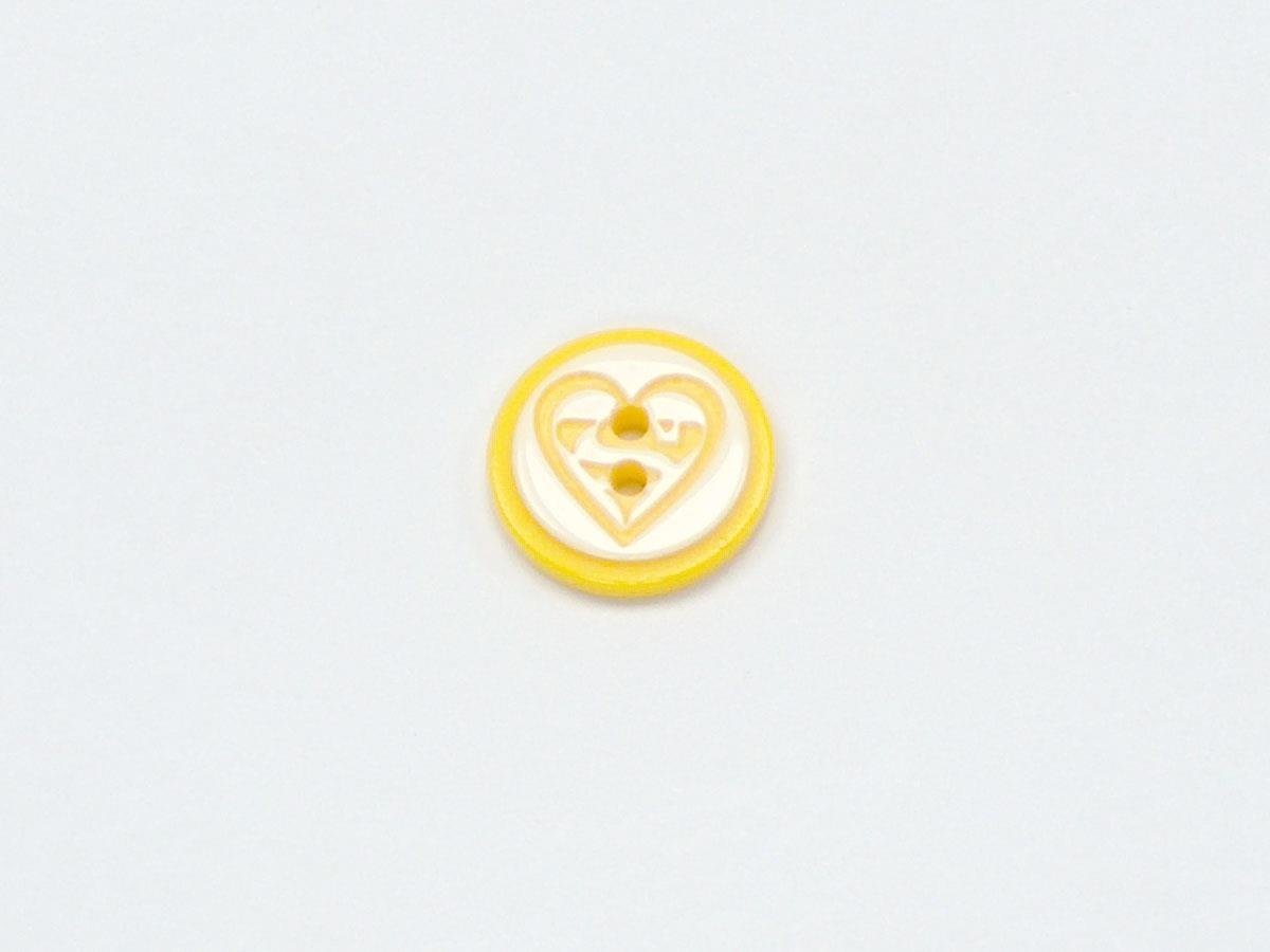 5 Heart Figure Buttons Yellow, White 15mm long