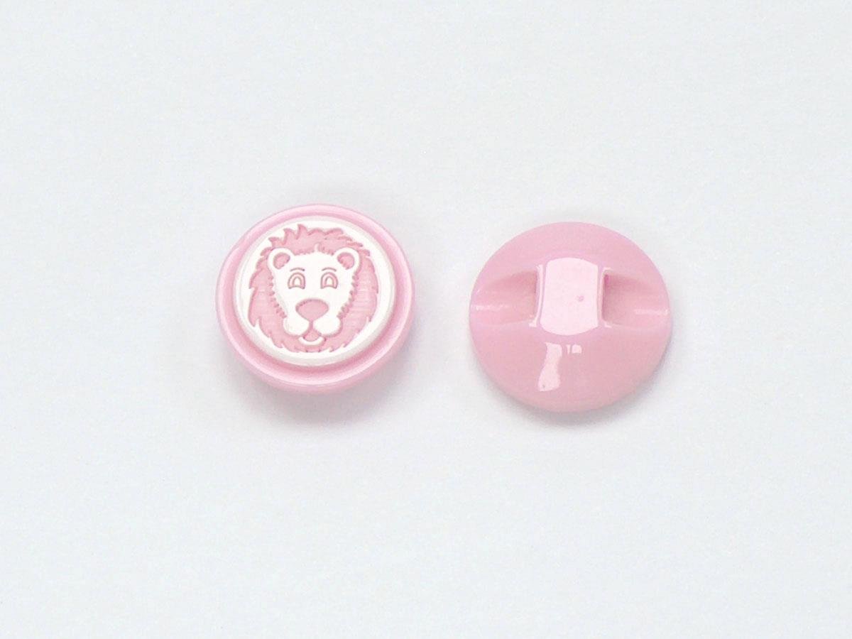 5 Lion Figure Buttons Pink, White 15mm long