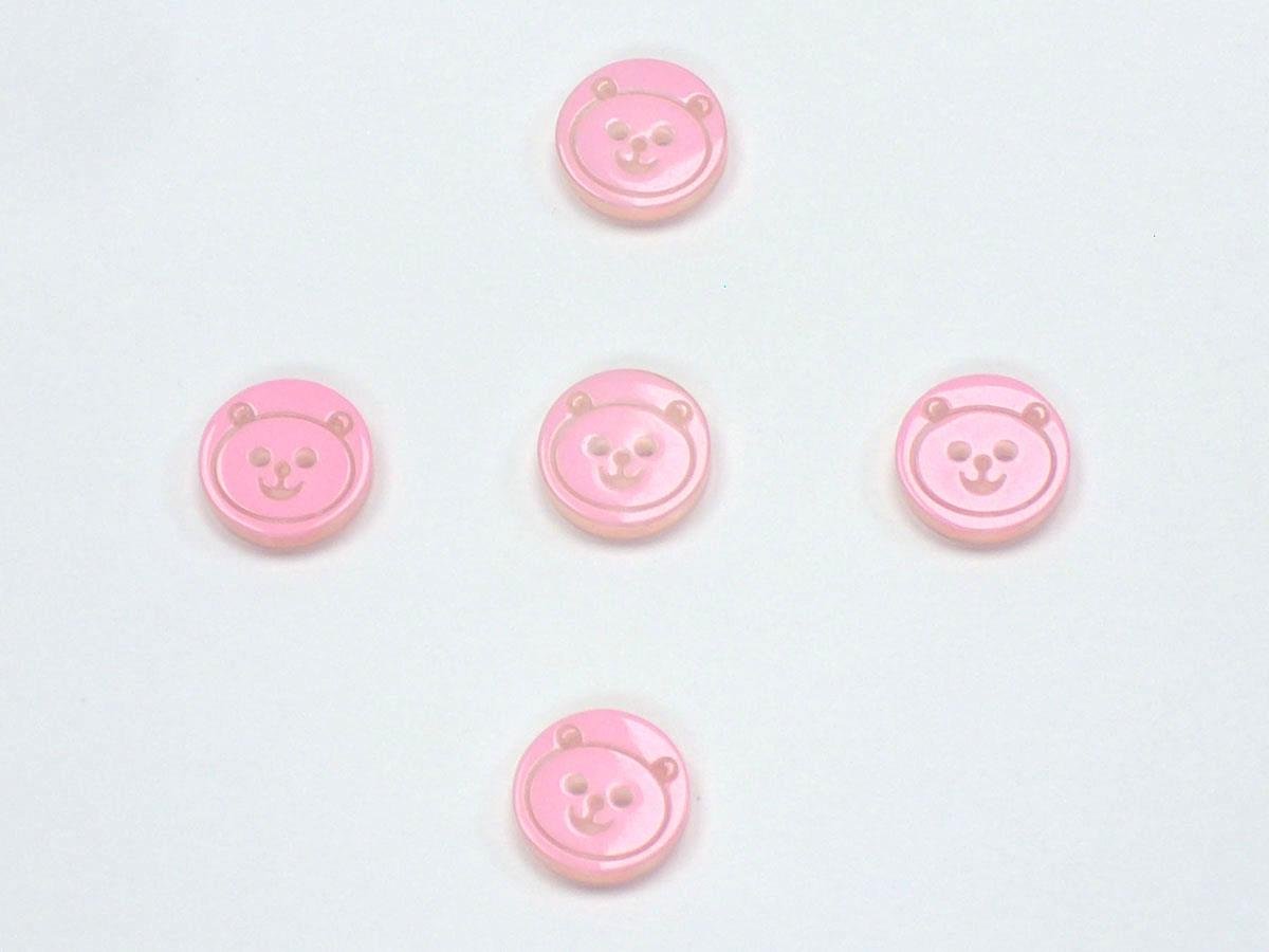 5 Panda Figure Buttons Pink 15mm long