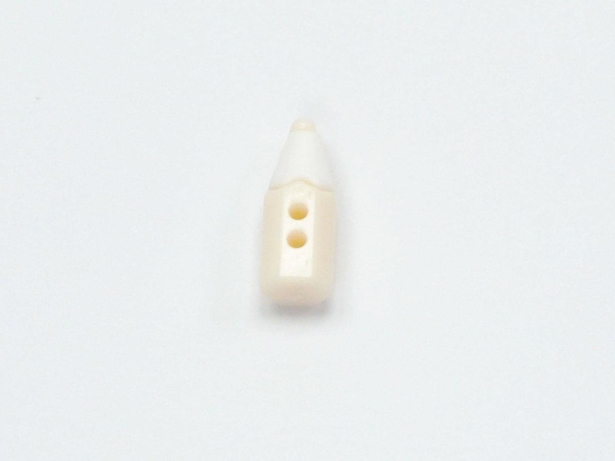 5 Pencil Figure Buttons Cream, White 15mm long