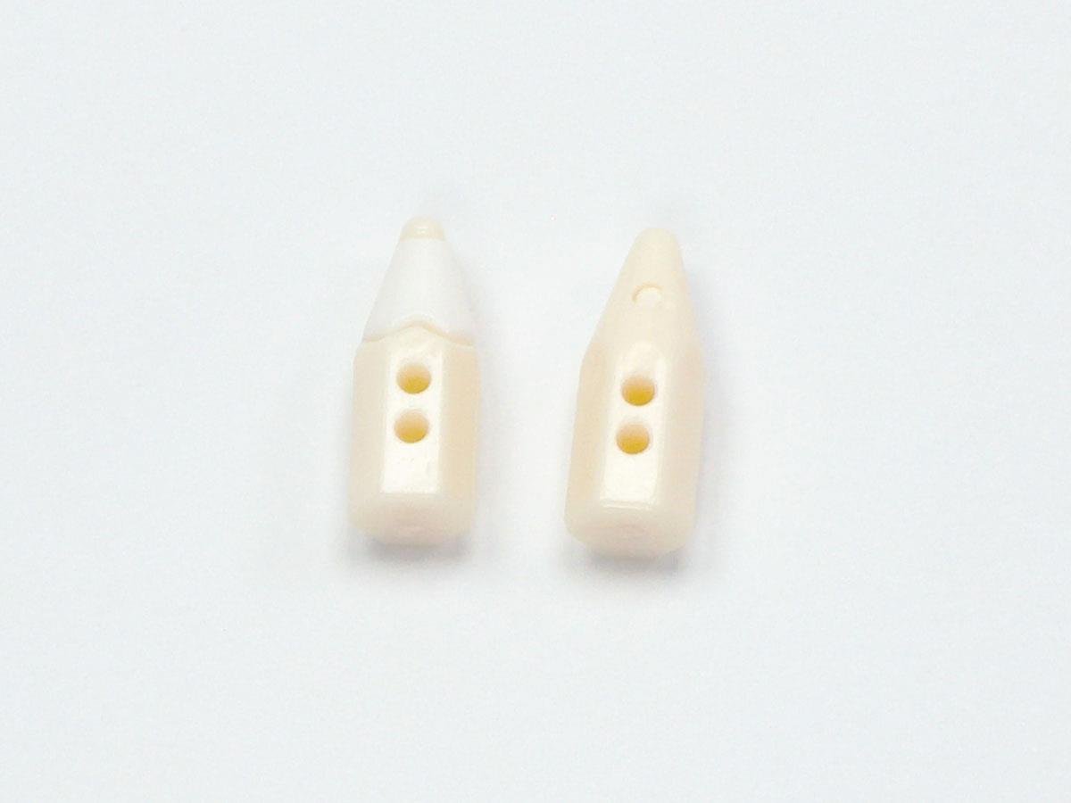 5 Pencil Figure Buttons Cream, White 15mm long