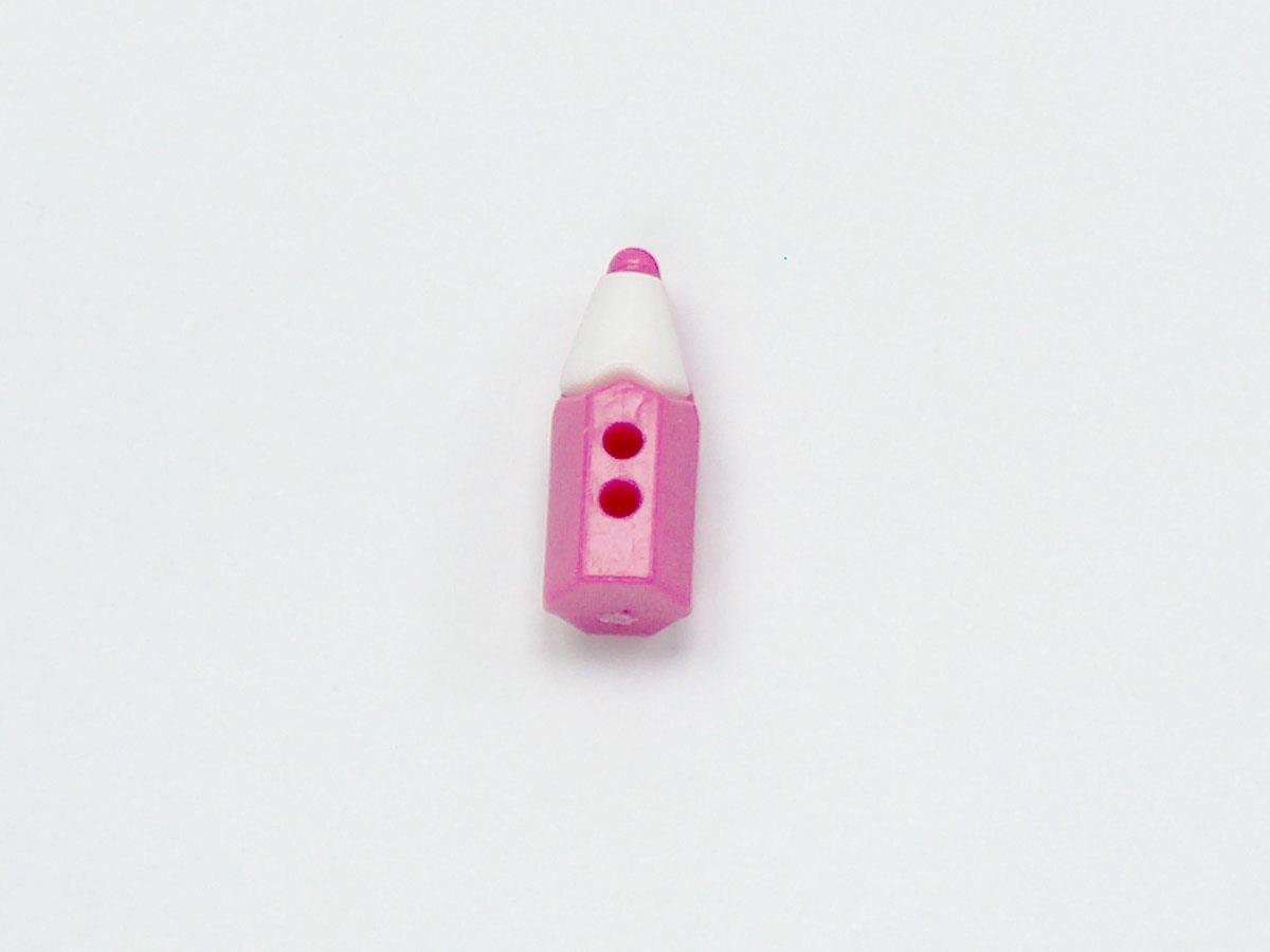5 Pencil Figure Buttons Fuchsia, White 15mm long