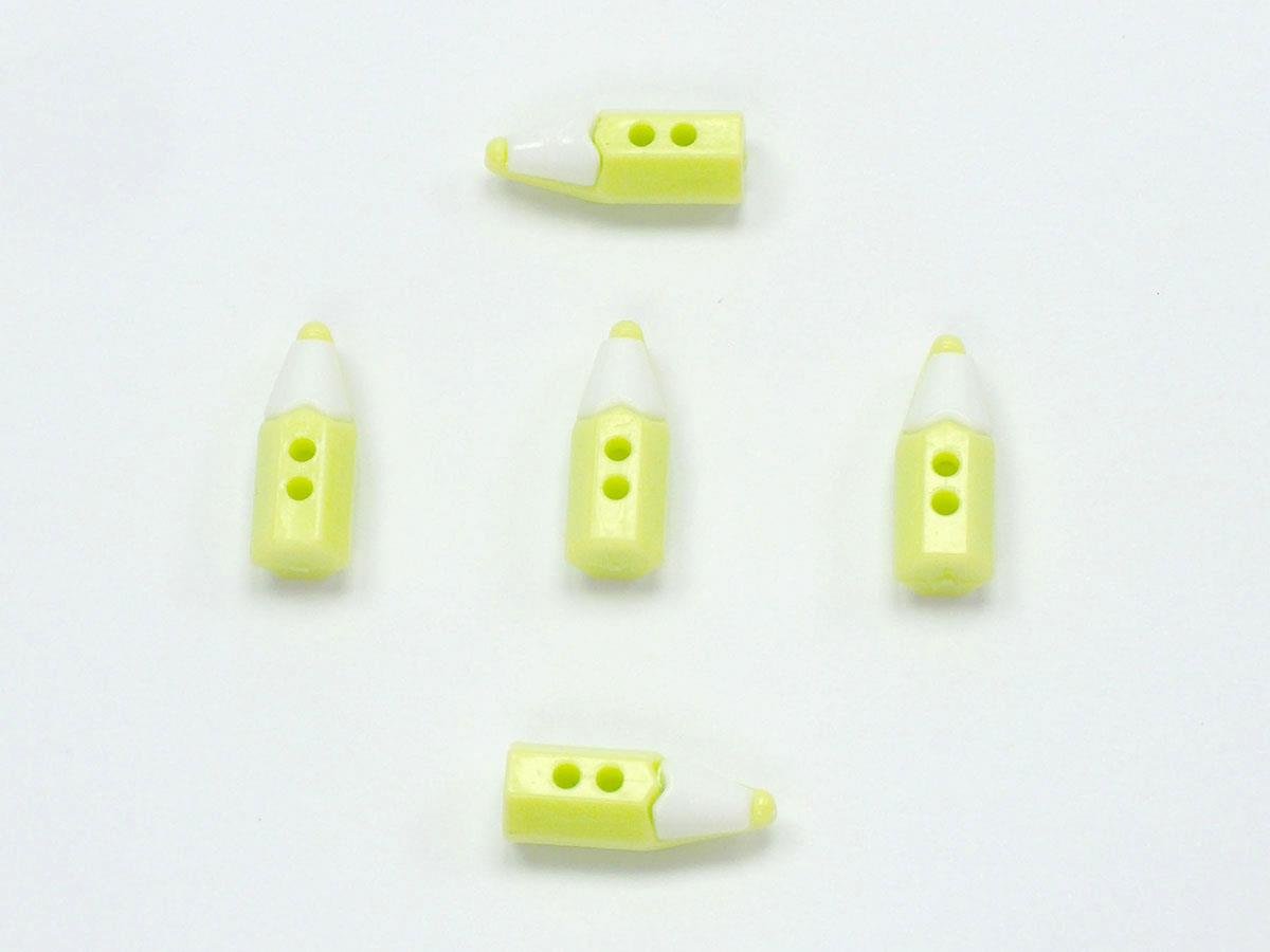 5 Pencil Figure Buttons Green, White 15mm long