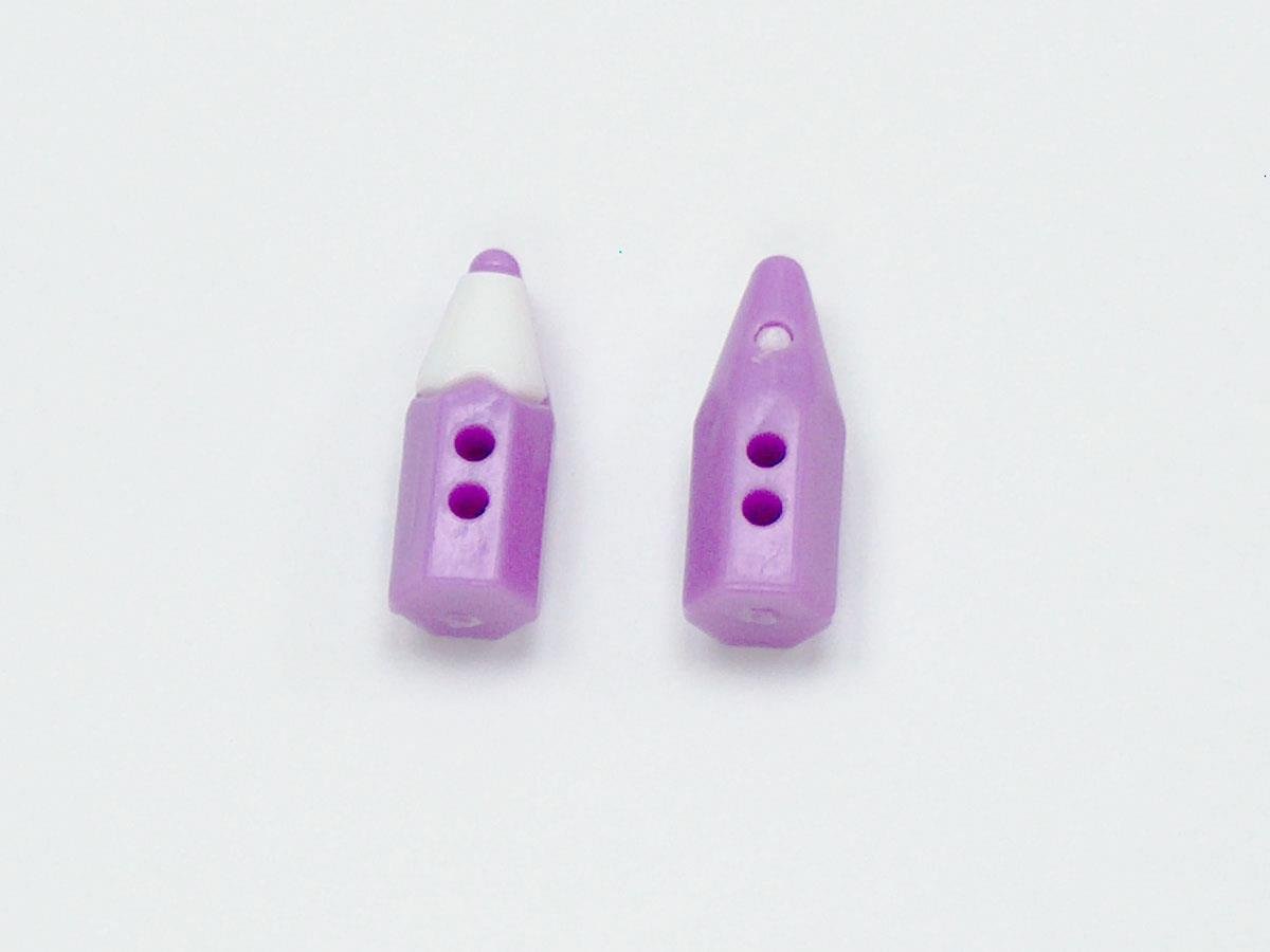 5 Pencil Figure Buttons Lilac, White 15mm long