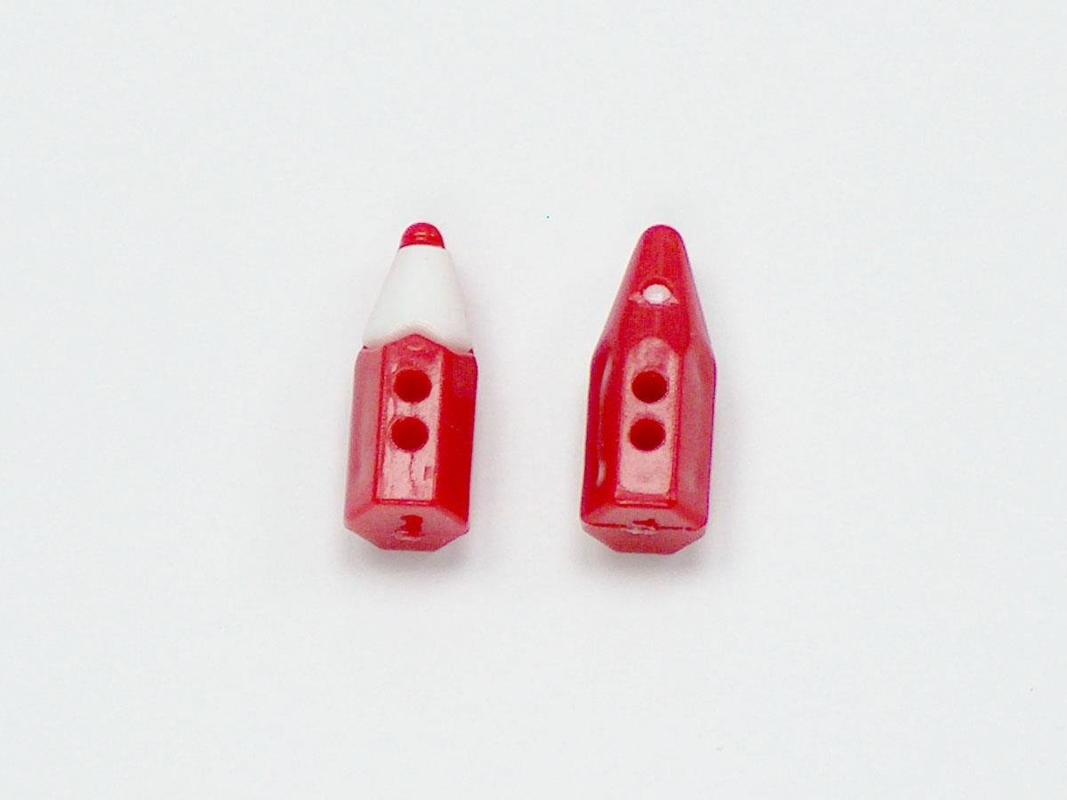 5 Pencil Figure Buttons Red, White 15mm long