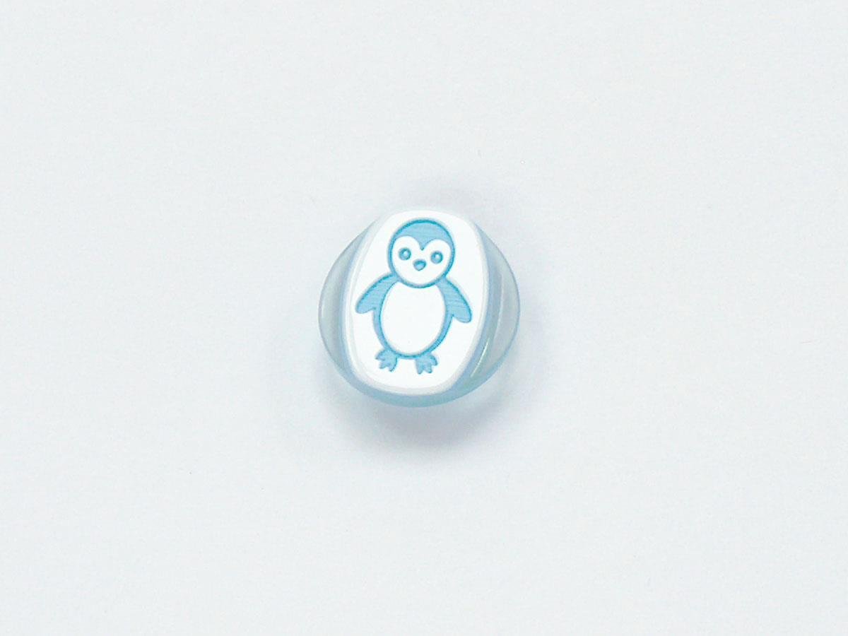 5 Penguin Figure Buttons Blue, White 15mm long