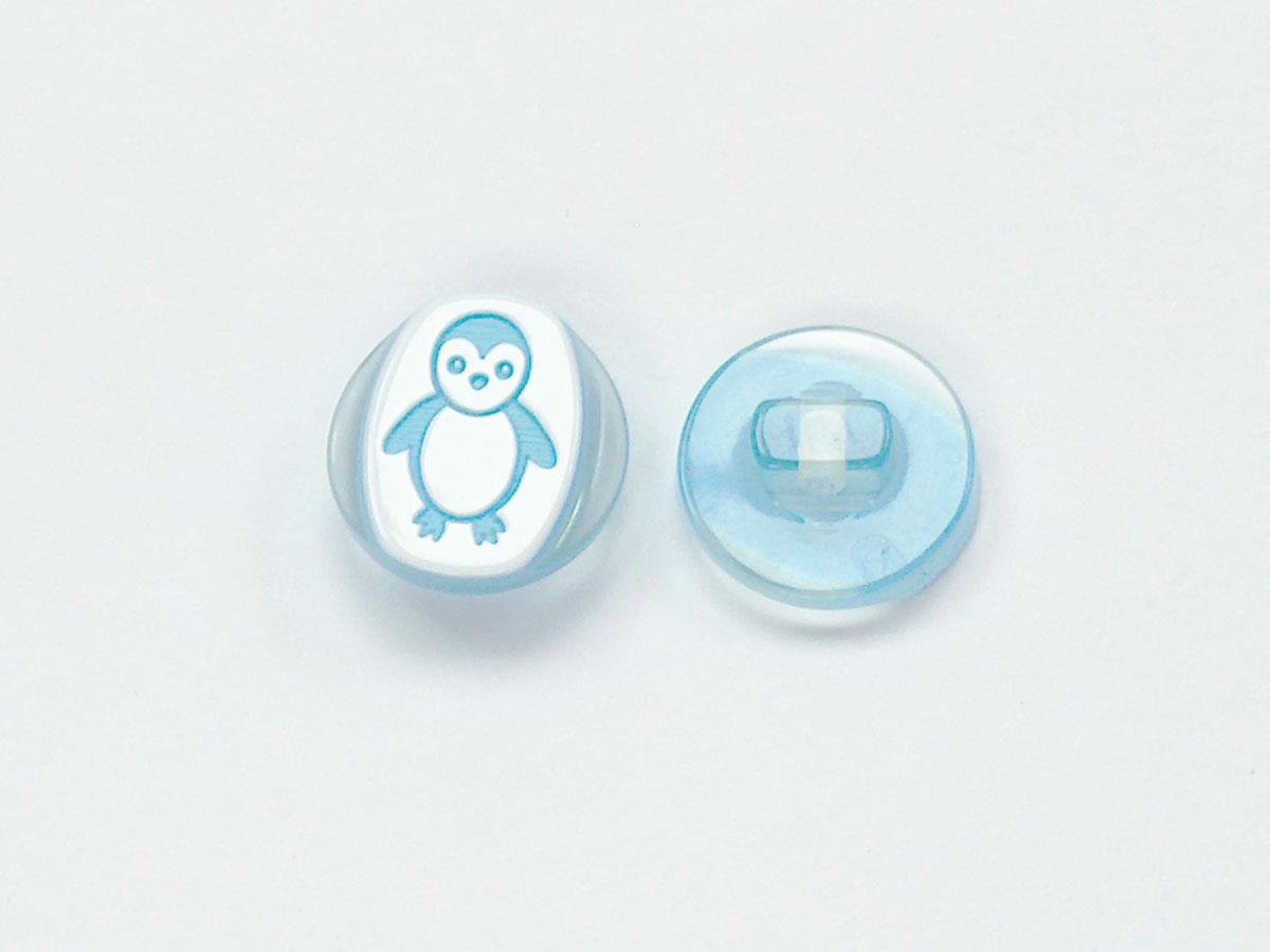 5 Penguin Figure Buttons Blue, White 15mm long