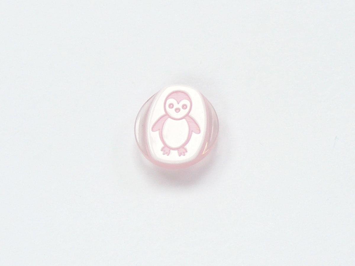 5 Penguin Figure Buttons Pink, White 15mm long