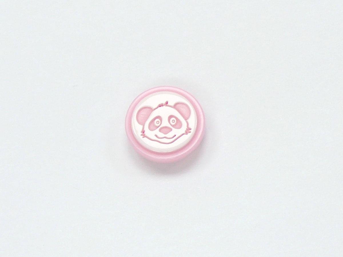 5 Raccoon Face Figure Buttons Pink, White 15mm long