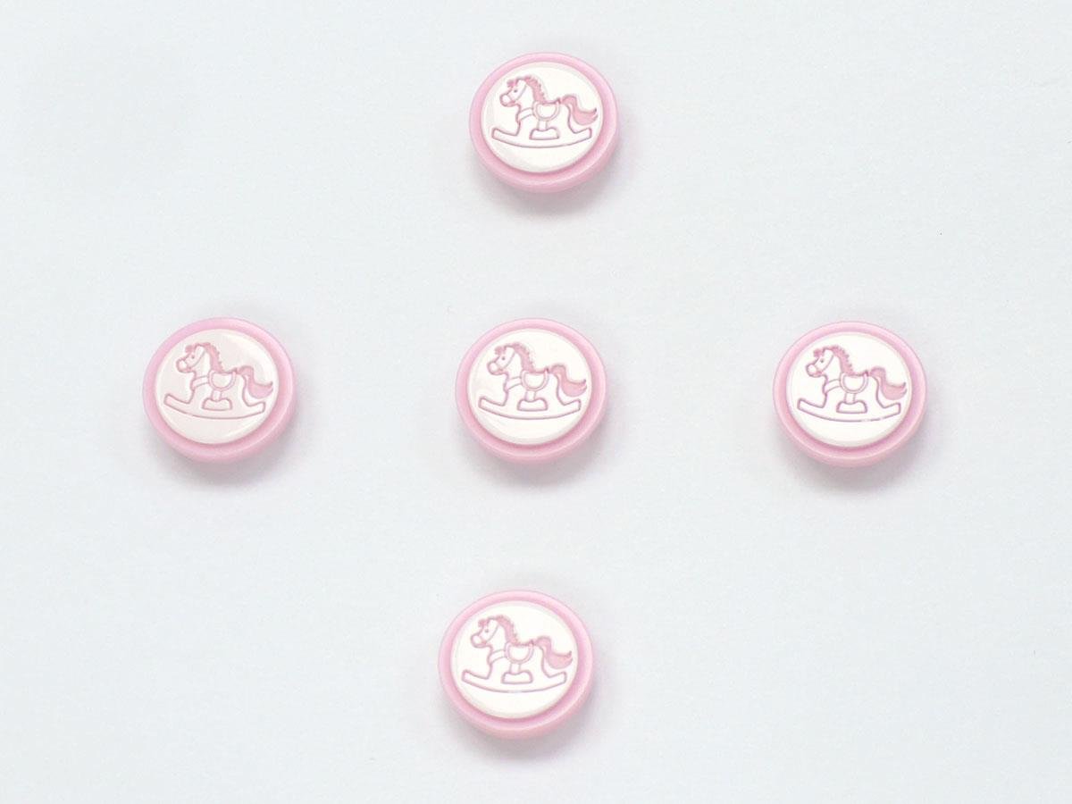 5 Rocker Figure Buttons Pink, White 15mm long