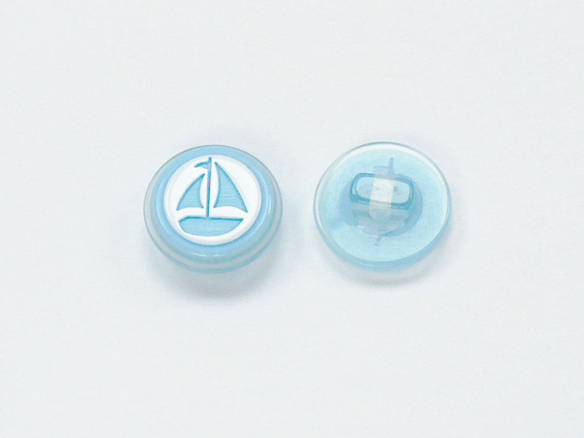 5 Sailboat Figure Buttons Blue, White 15mm long