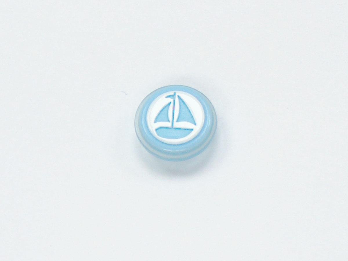 5 Sailboat Figure Buttons Blue, White 15mm long