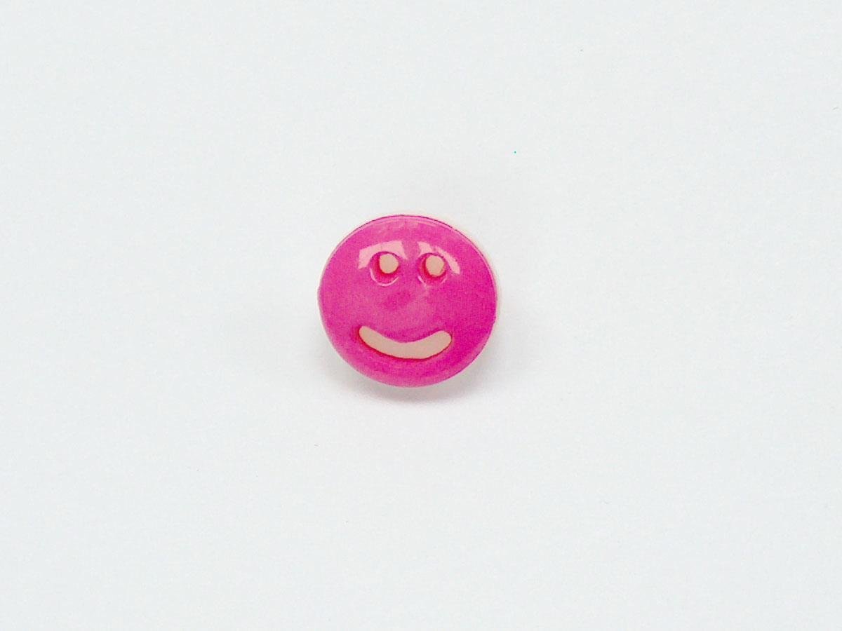 5 Smiley Face Figure Buttons Fuchsia, White 15mm long