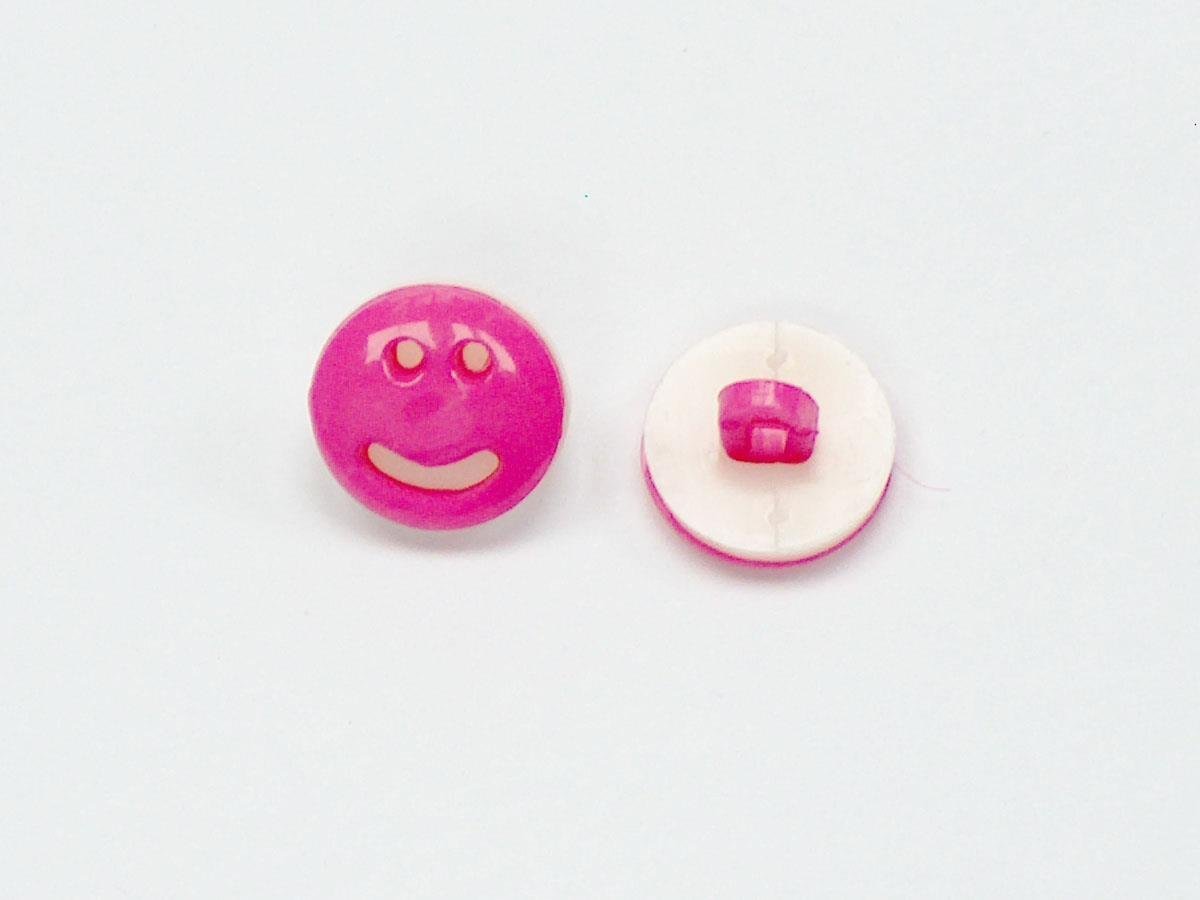 5 Smiley Face Figure Buttons Fuchsia, White 15mm long