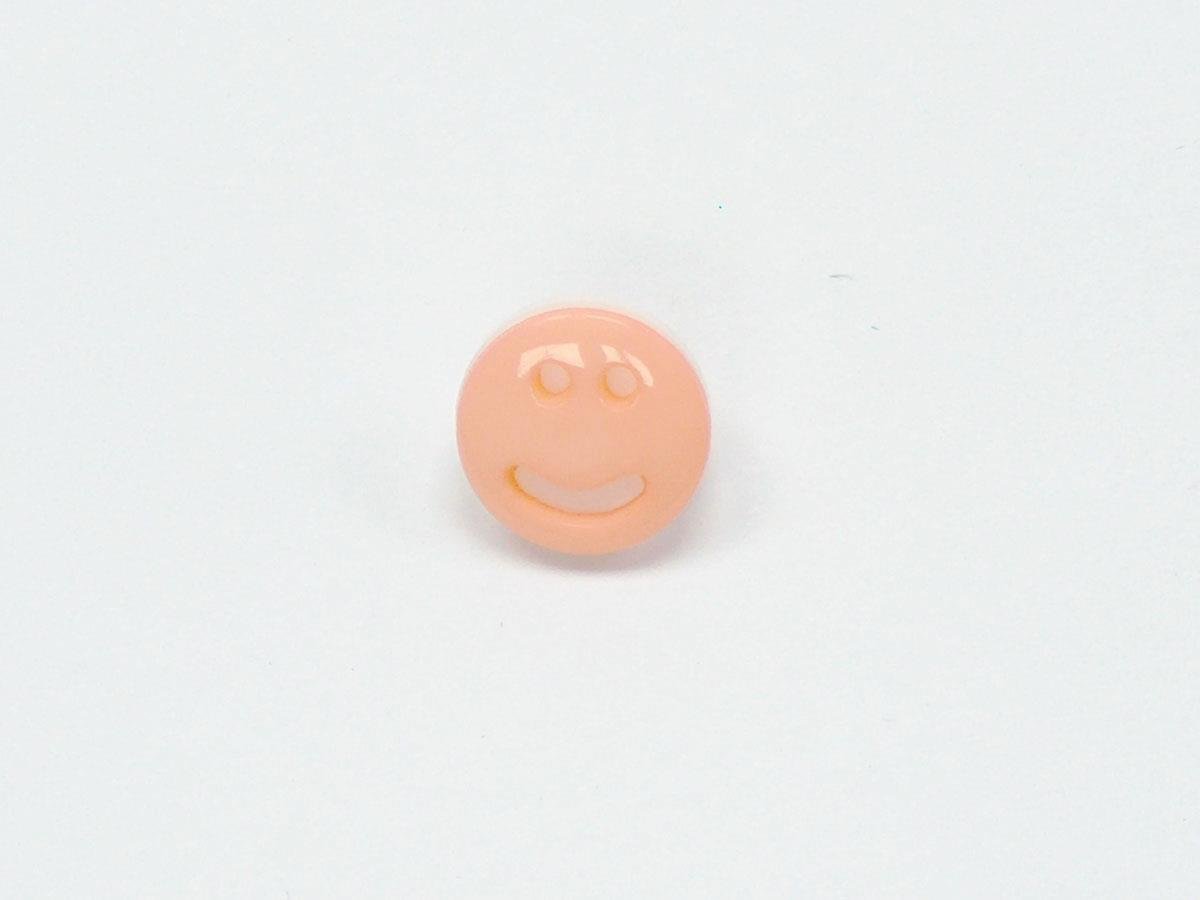 5 Smiley Face Figure Buttons Light Salmon, White 15mm long
