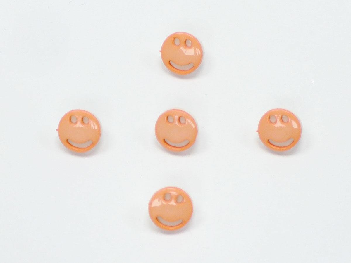 5 Smiley Face Figure Buttons Salmon, White 15mm long
