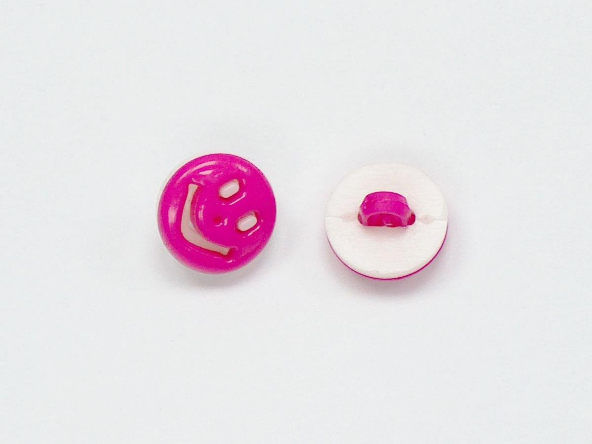 5 Smiling Face Figure Buttons Multicolor Fuchsia, White 15mm long