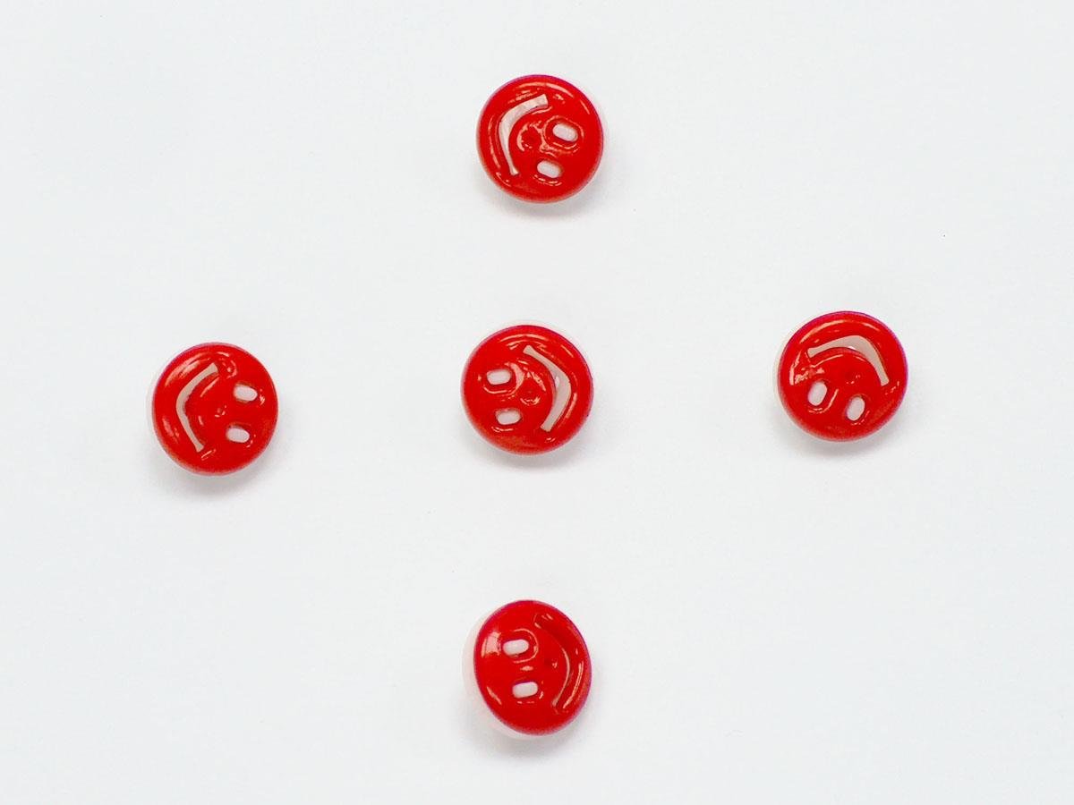 5 Smiling Face Figure Buttons Multicolor Red, White 15mm long