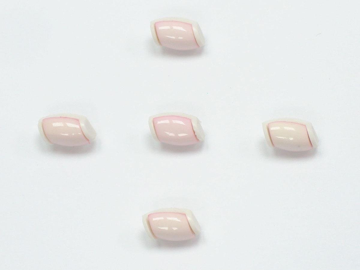 5 Water Bottle Figure Buttons Light Pink, White 15mm long