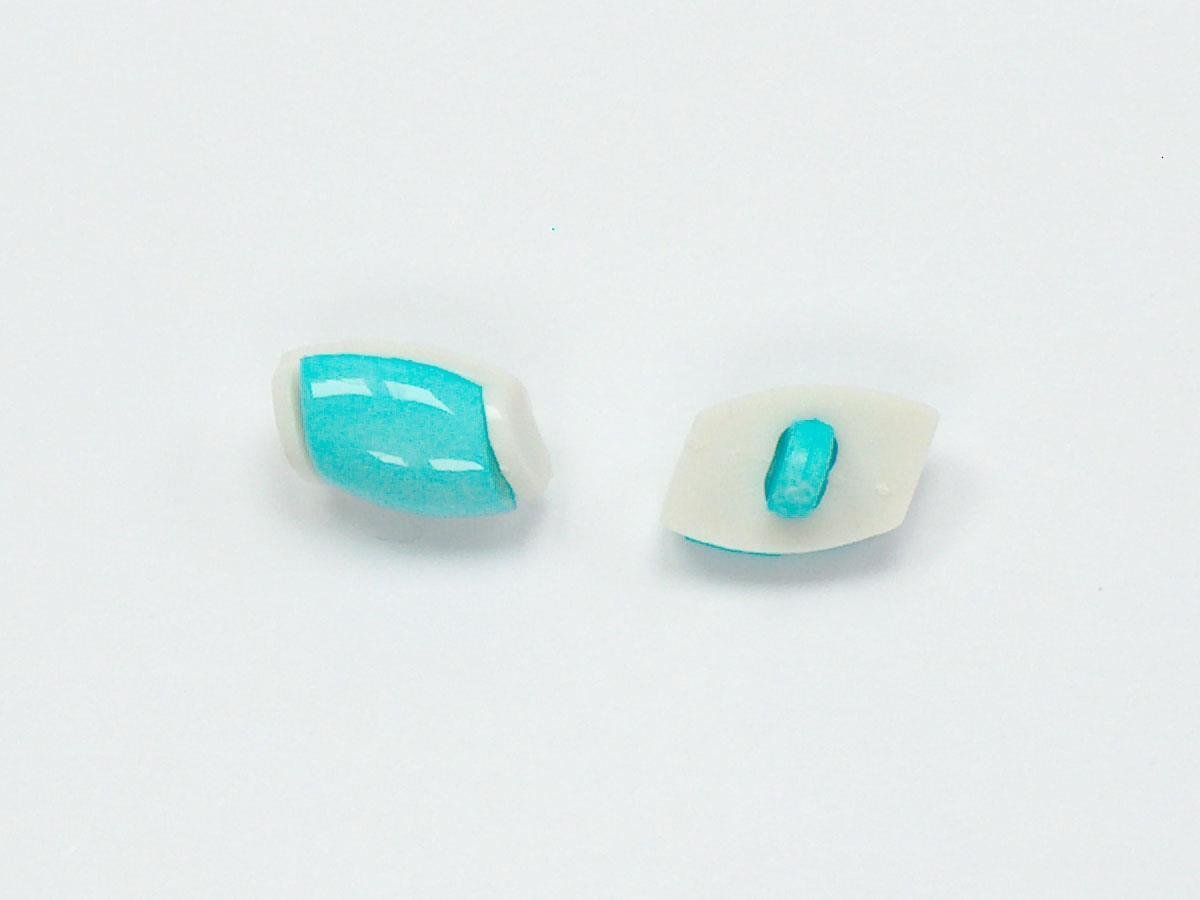 5 Water Bottle Figure Buttons Light Turquoise, White 15mm long