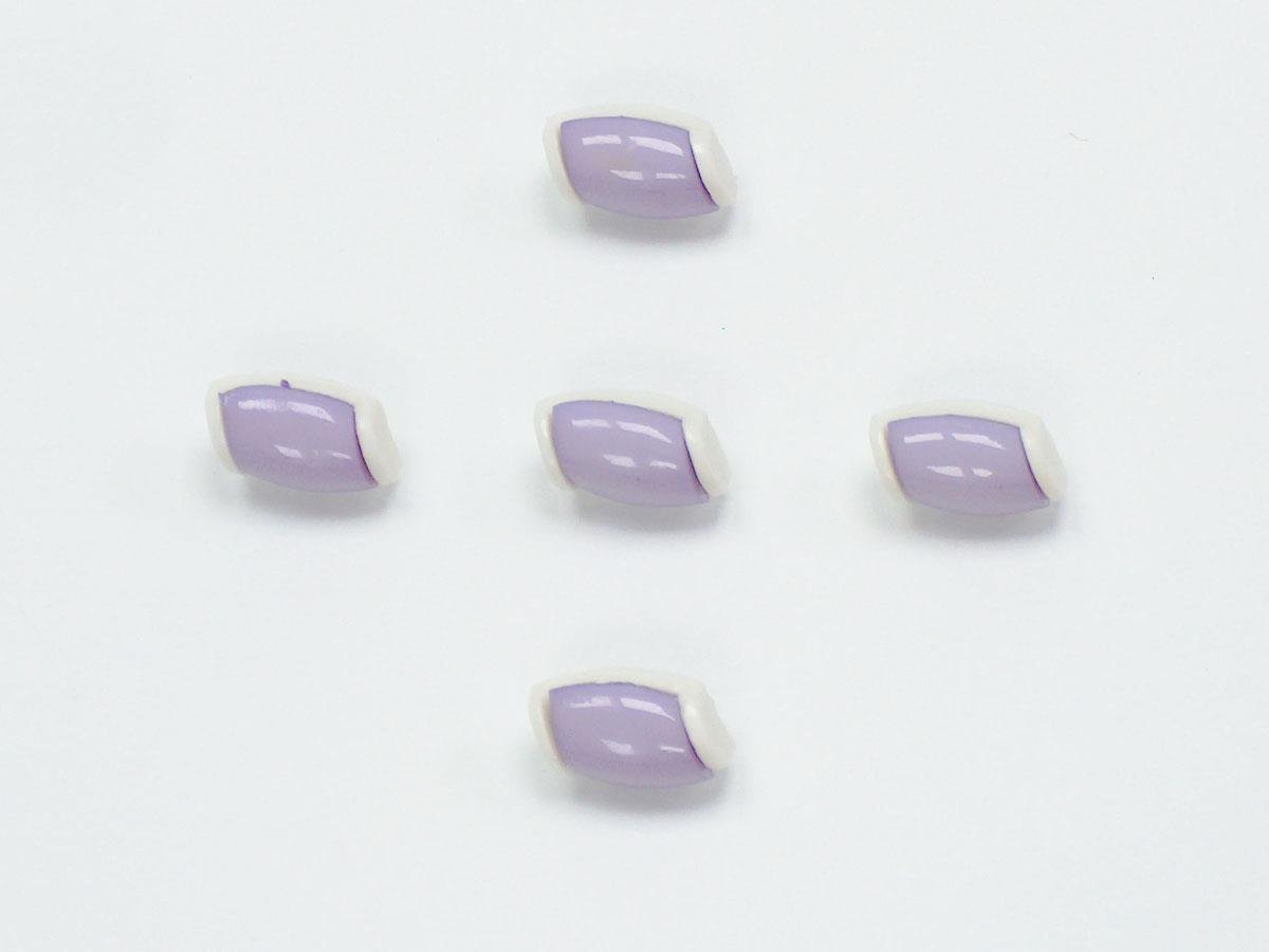 5 Water Bottle Figure Buttons Lilac, White 15mm long