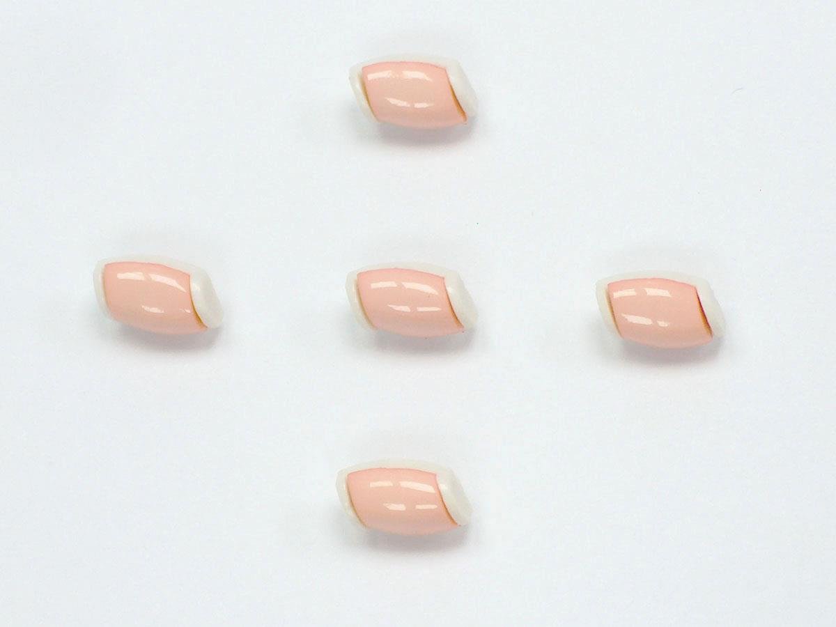 5 Water Bottle Figure Buttons Salmon, White 15mm long