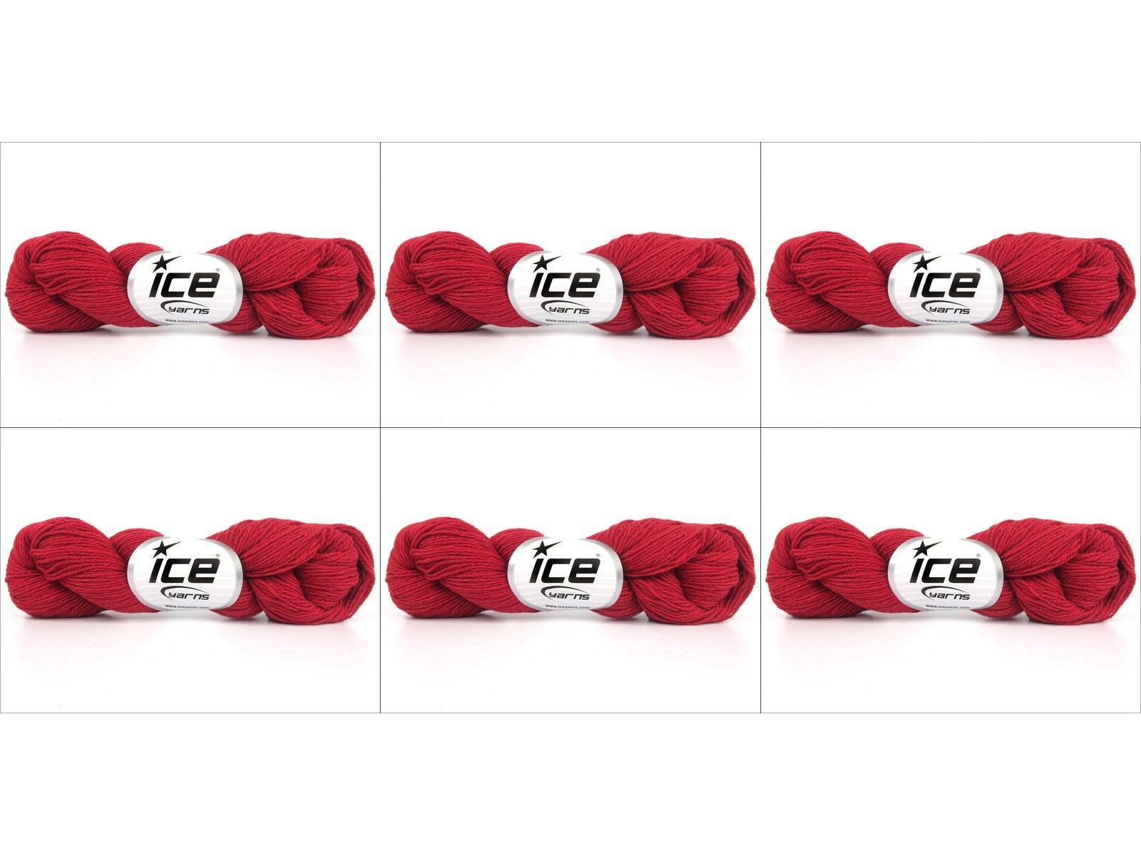 6x50gr. MERINO COTTON Koyu kırmızı Organik Pamuk, Merino Yün Lüks, Kışlık, Yün, Organik Pamuk, Pamuk, Merino Yün