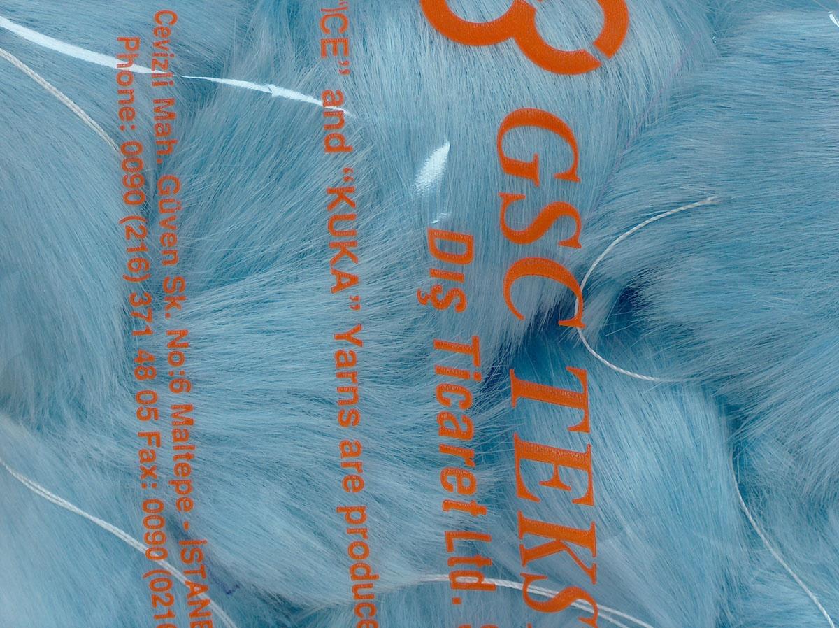8 Faux Fur PomPoms Baby Blue