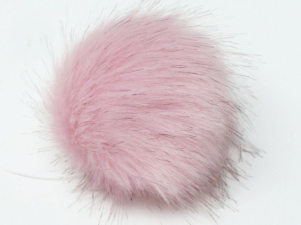 8 Faux Fur PomPoms Baby Pink, Brown