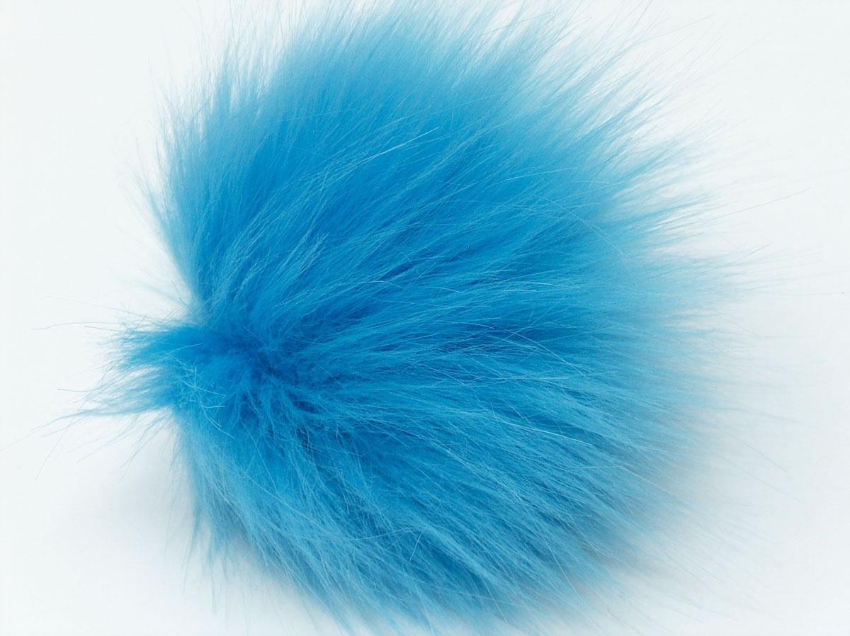 8 Faux Fur PomPoms Light Blue