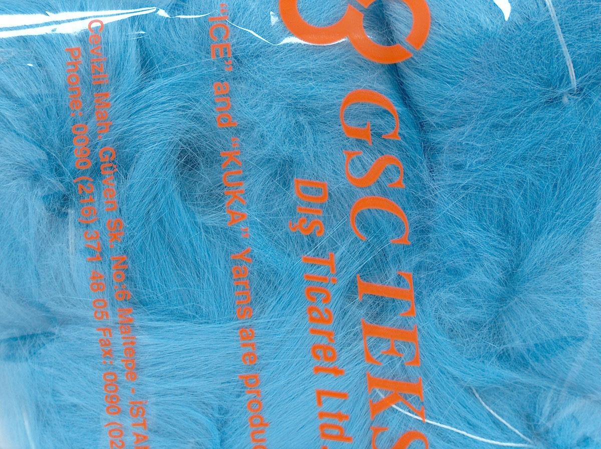 8 Faux Fur PomPoms Light Blue