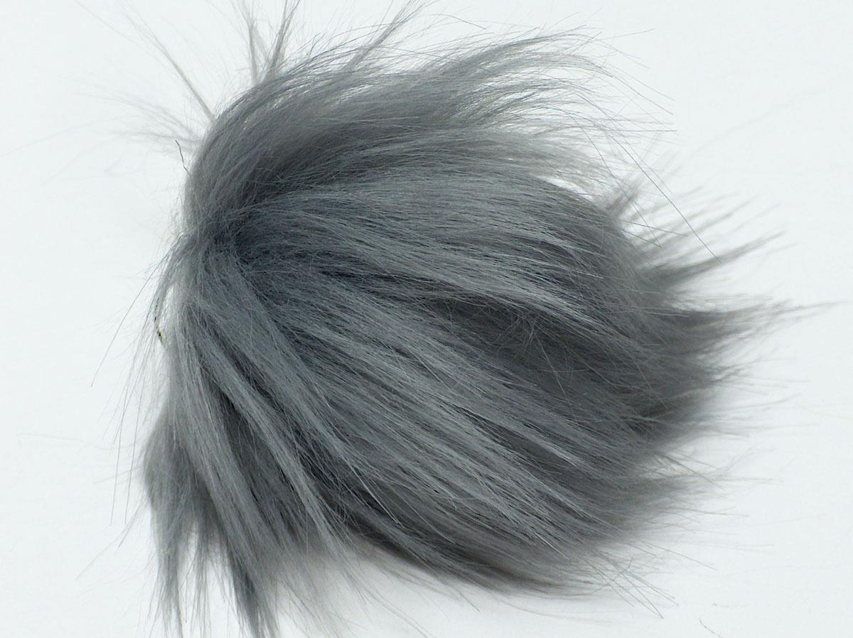 8 Faux Fur PomPoms Light Grey