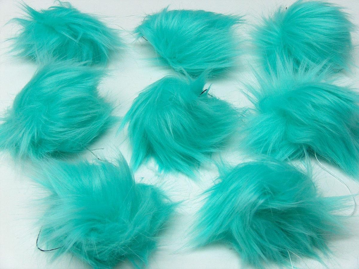 8 Faux Fur PomPoms Mint Green