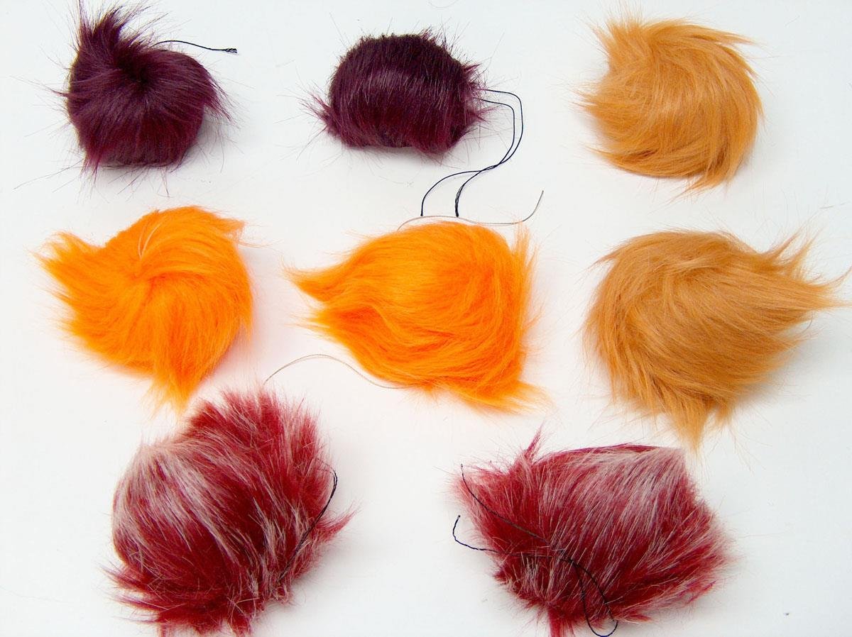 8 Faux Fur PomPoms Mixed Lot