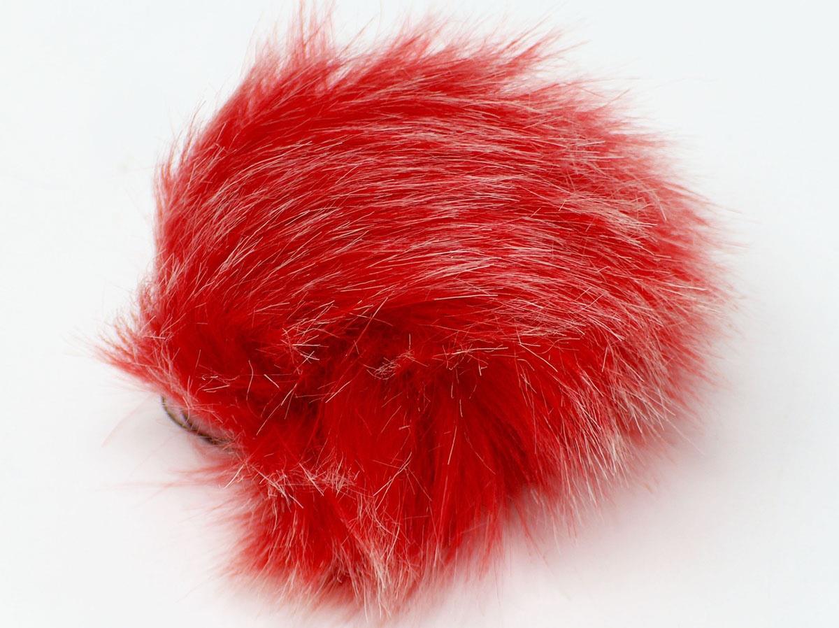 8 Faux Fur PomPoms Red, White