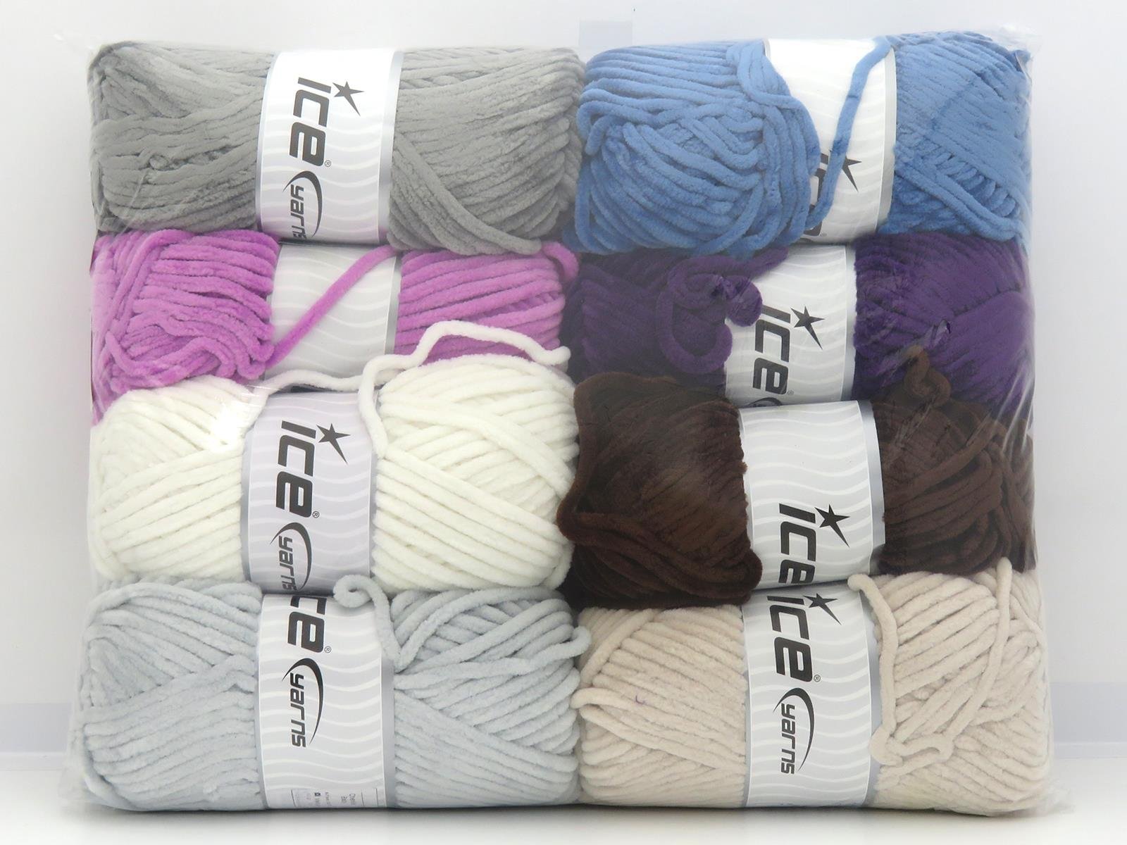 800 gr ICE YARNS Chenille Baby Yarns MIXED LOT (100% MicroFiber) Yarn Multicolor
