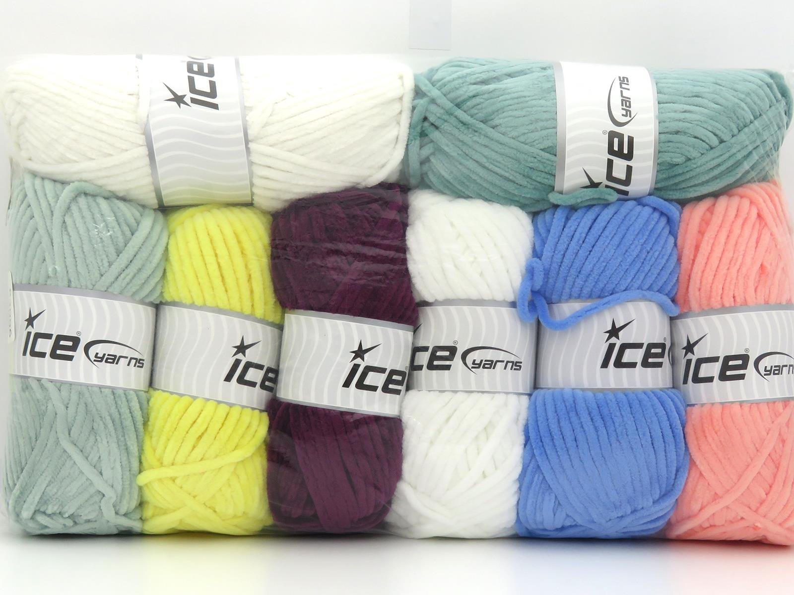 800 gr ICE YARNS Chenille Baby Yarns MIXED LOT (100% MicroFiber) Yarn Multicolor