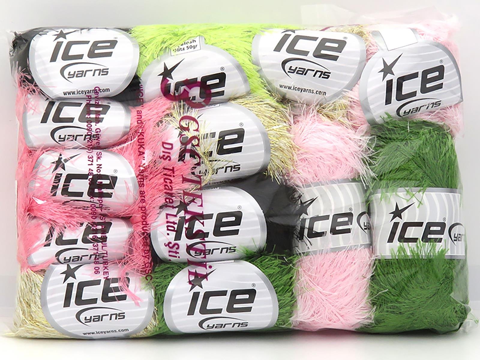 800 gr ICE YARNS Eyelash Types MIXED LOT Hand Knitting Yarn Multicolor