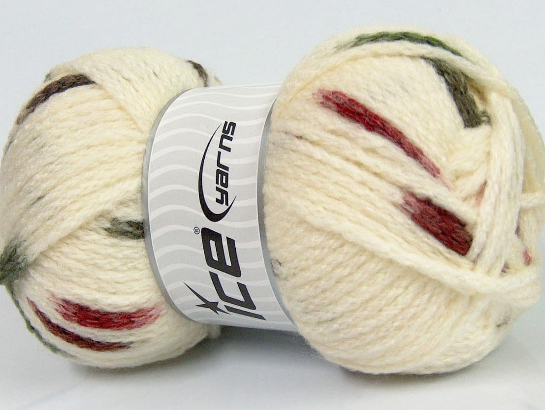 AirWool Bulky Spots Cream, Burgundy, Khaki